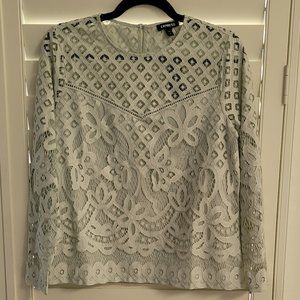 Express NWT crocheted lined blouse pale green